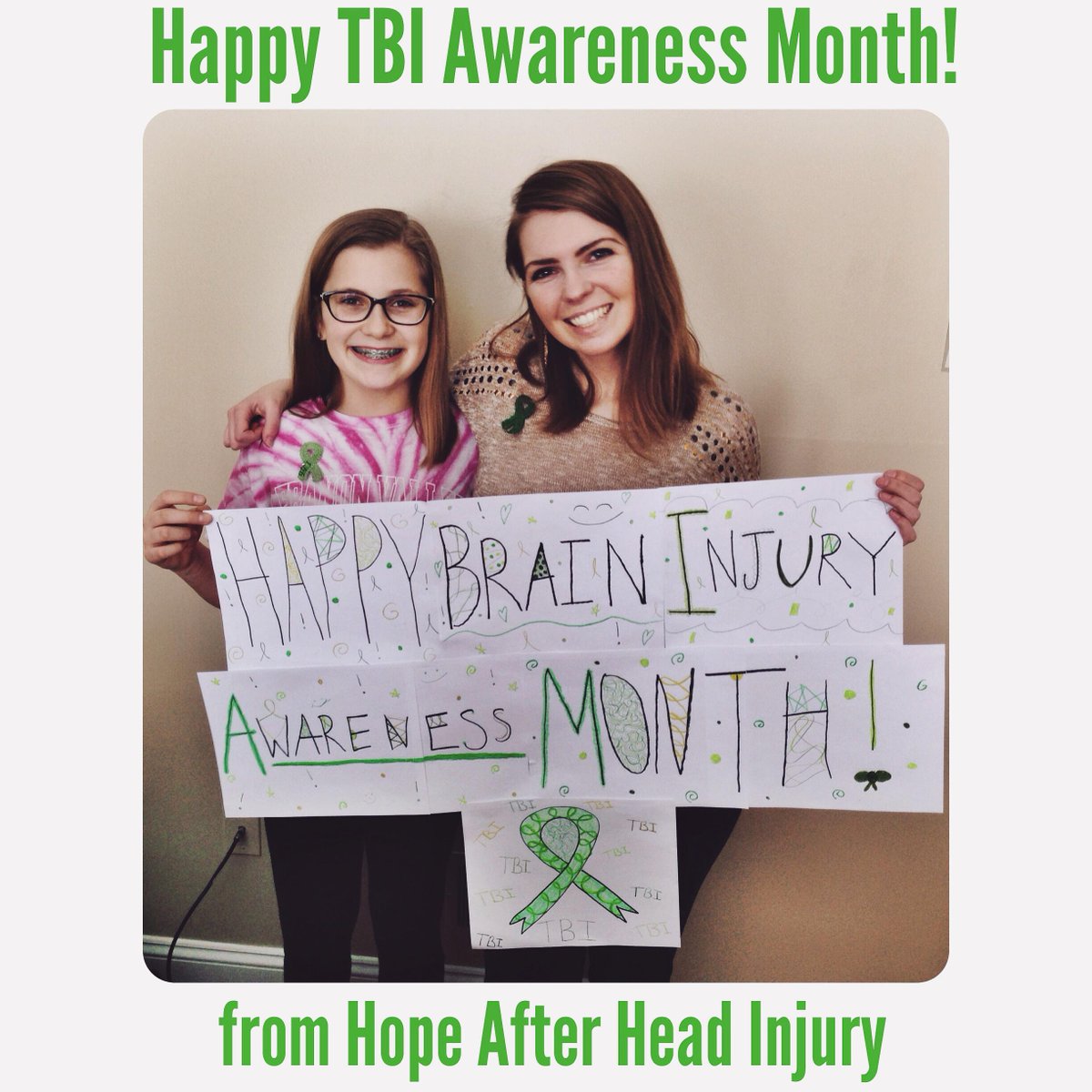 Happy #TBIAWARENESSMONTH! We are wearing green ribbons!! What are your ideas to spread awareness? 💚 -@itscristabelle