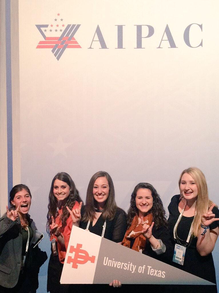 Lots of spirit and excitement from our campus delegates at <a href="/AIPAC/">AIPAC 🇺🇸🇮🇱</a> Policy Conference Day 1! #HookEm #AIPAC2015