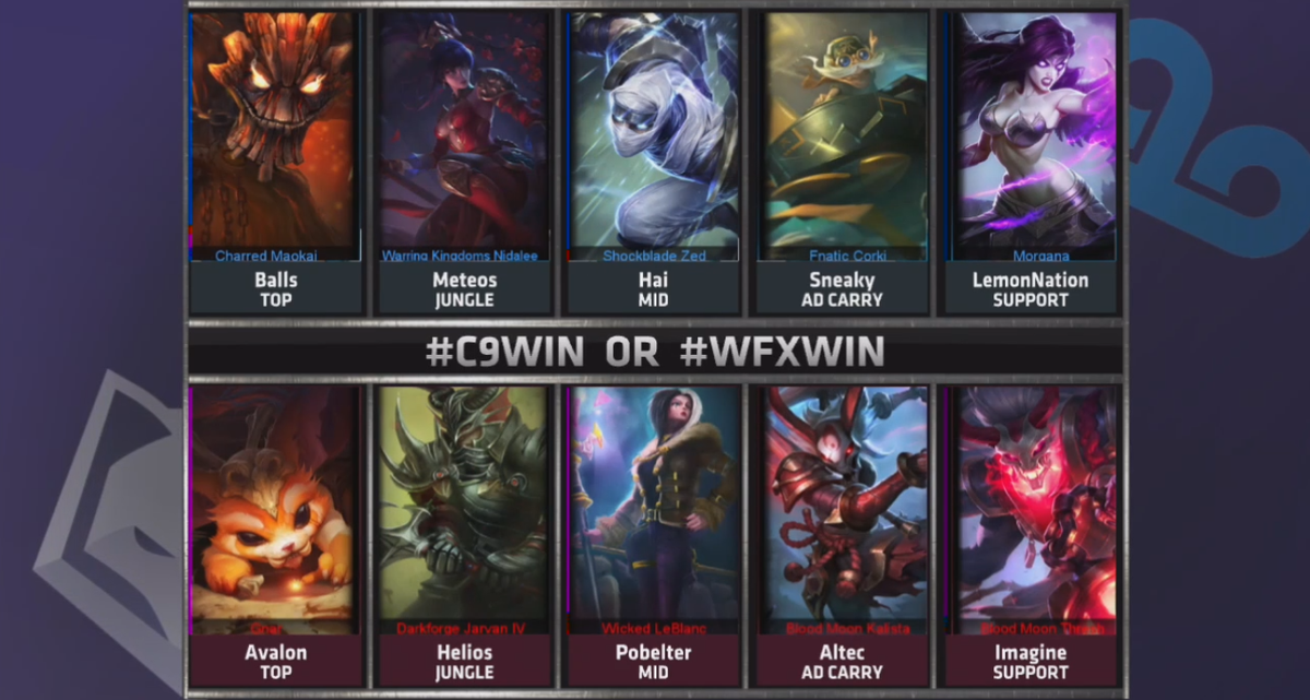 lolesports's tweet photo. Game two is headed to the Rift! Get your votes in with #C9WIN or @WFXWIN! 

http://t.co/UNRhCEvKOm http://t.co/RzvcZJH9tT