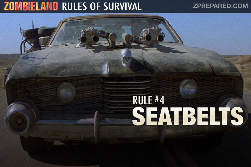 Zprepared's tweet image. So you've got a stylin' new set of wheels to flee the zombie herds. Are you following survival rule number 4?