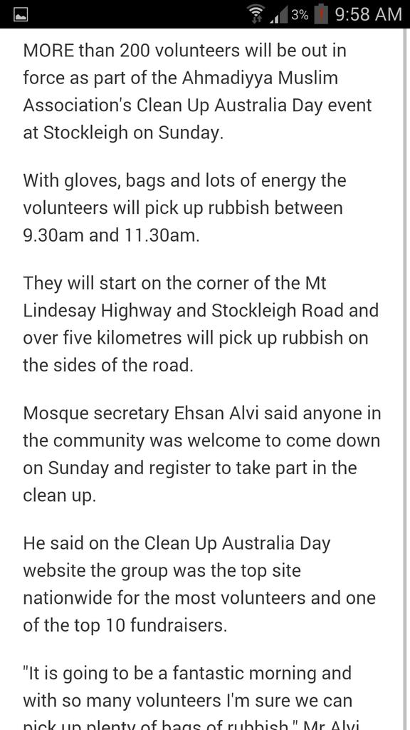 iku11111's tweet photo. #cleanupausday #Ahmadiyya #Muslim #QLD NEWS: @newzuluAU @9NewsBrisbane @Echonetdaily @JimboombaTimes @mkaaus http://t.co/BuuTueTKAt