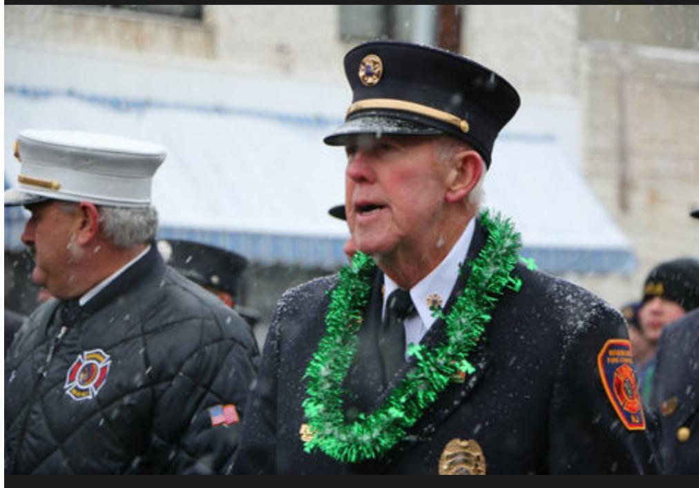 WanamassaFireCo's tweet image. Our own Marshall "Monk" Conklin leading fire procession at Belmar St.Pats parade