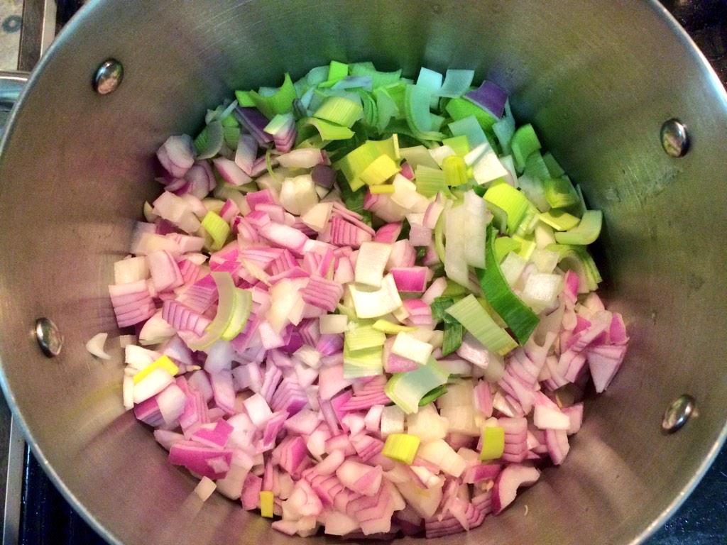 linashimamura's tweet photo. such vibrant colors in #vichyssoise soup #leeks #onions #amaryllidaceae http://t.co/wU3TufI2zw