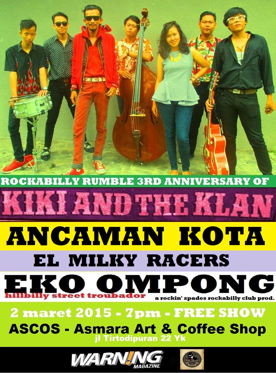 Tonite Monday ! #RockabillyRumble3rdAnniversary of <a href="/KikiTheKlan/">Kiki & The Klan</a> <a href="/AncamanKota/">Ancaman Kota</a> <a href="/ElMilkyracers/">Official Milkyracers</a> at <a href="/AsmaraCoffee/">Asmara Coffee Shop</a>