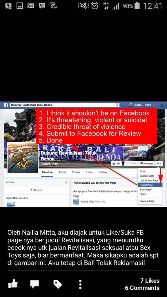 Tweps, ini fage FB pro reklamasi berkedok revitalisasi teluk benoa. Ayo ikuti langkah2 ini. Ayo Kita blok! SEBARKAN!