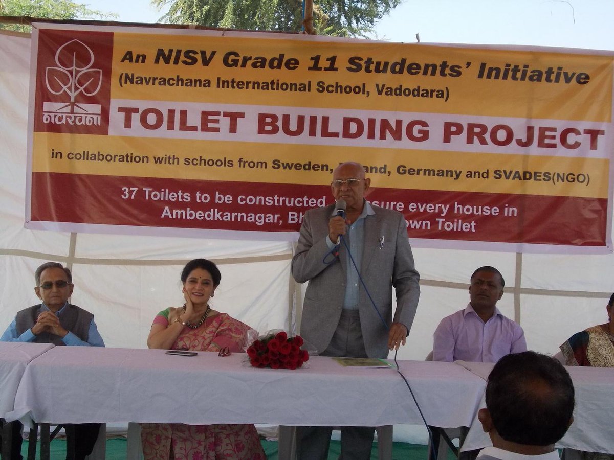 So proud of our NISV students on their toilet building initiative! #SwachchataAbhiyan #Gujarat @anandibenpatel