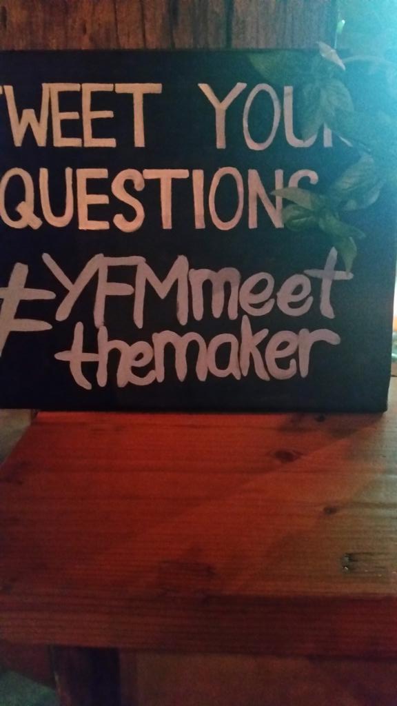 #yfmmeetthemaker looking fwd to an evening of great insight, knowledge and tasty sliders