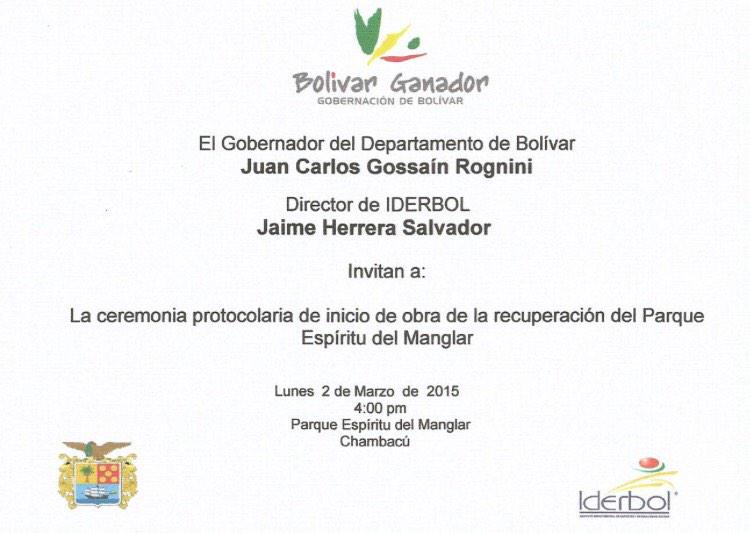 Paopianeta's tweet photo. Cartagena también es #Bolívar Ganador.Hoy inicia recuperación de parques Espiritú del Manglar y Cangrejo http://t.co/1D06SgpRSW