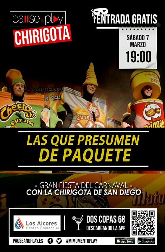 yteanuncio's tweet photo. Este sábado en @pauseplayvid  @CCLosAlcores vive el carnaval con @chirisandiego http://t.co/X2pcITBbzD