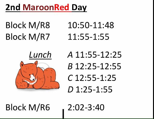 Today's a Maroon Day. Here's the schedule.
