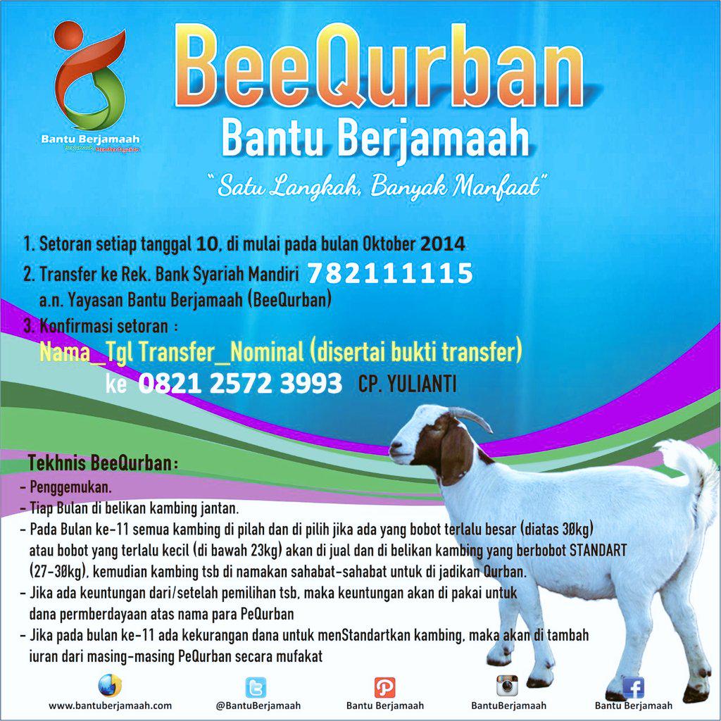 BeeQurban's tweet photo. #BeeQurban

#9. Berqurban jg merupakan ibadah dgn dimensi sosial yg bisa menjadi solusi membangun harmoni kemanusiaan http://t.co/pvhxwDnsqq