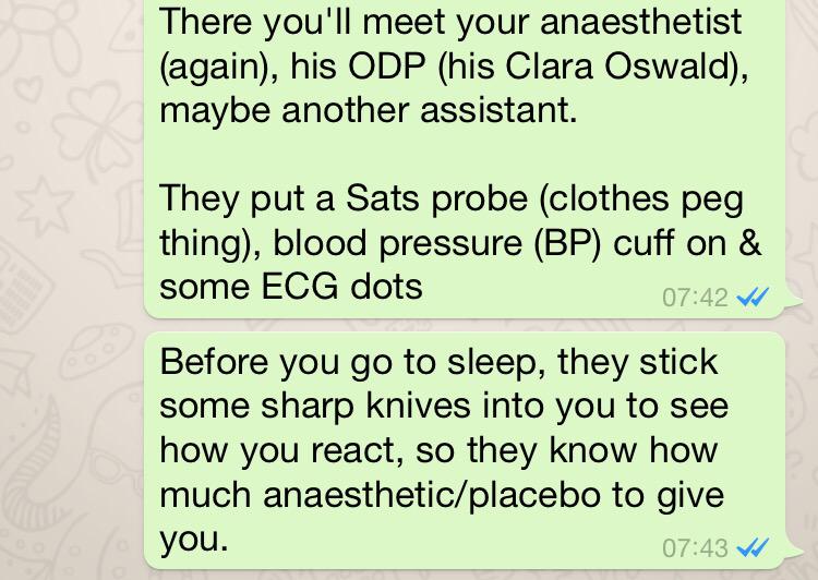 amateursuman's tweet photo. Just helpfully telling my mate what to expect when they have an anaesthetic. http://t.co/7mIisXWqTB