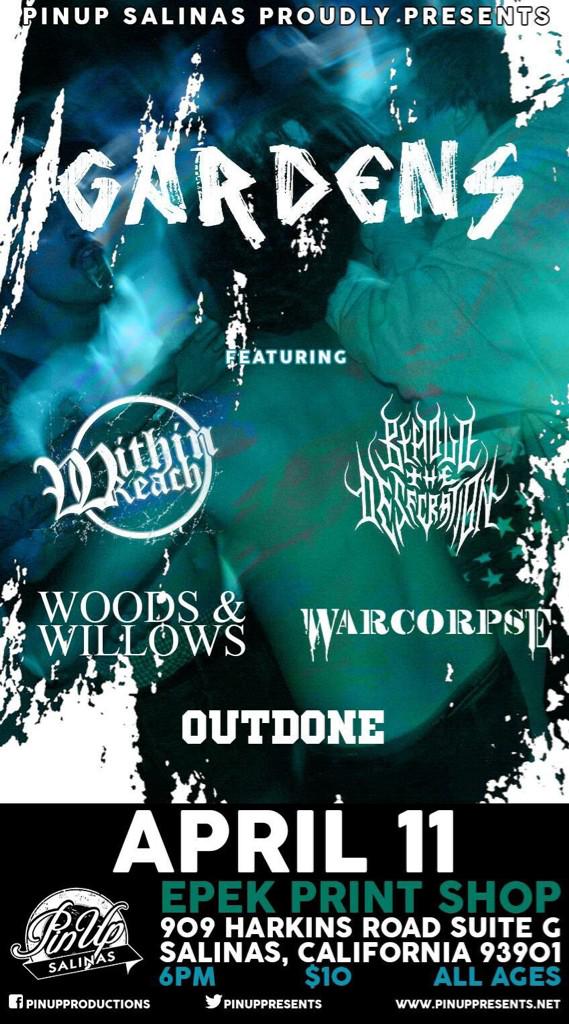 gardens831's tweet photo. We're playing with Outdone soon. What's good!! http://t.co/yLnY08BYqS