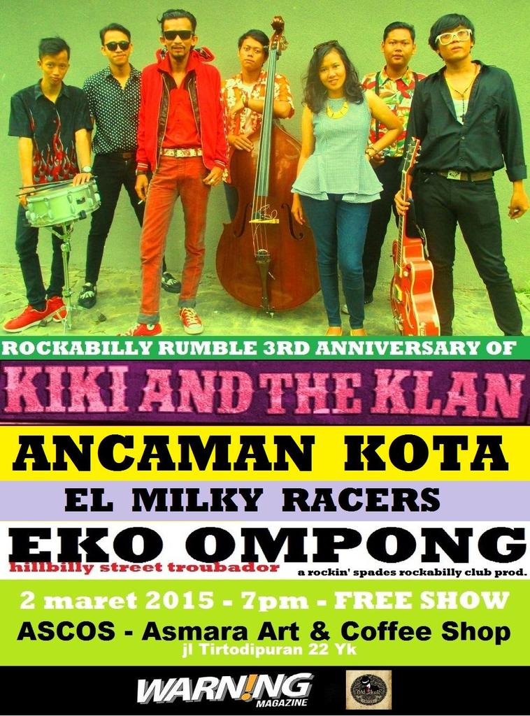 Malam ini 3anniversary <a href="/KikiTheKlan/">Kiki & The Klan</a> yang slow merapat yoh di <a href="/AsmaraCoffee/">Asmara Coffee Shop</a>