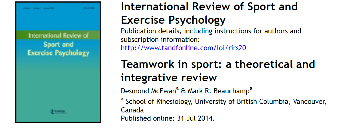 _TeamScience_'s tweet photo. A comprehensive review of teamwork in sport by Desmond McEwan &amp; @BeauchampDr #Teamwork #HPTresearch #IRSEP http://t.co/VuRT6jtQT3