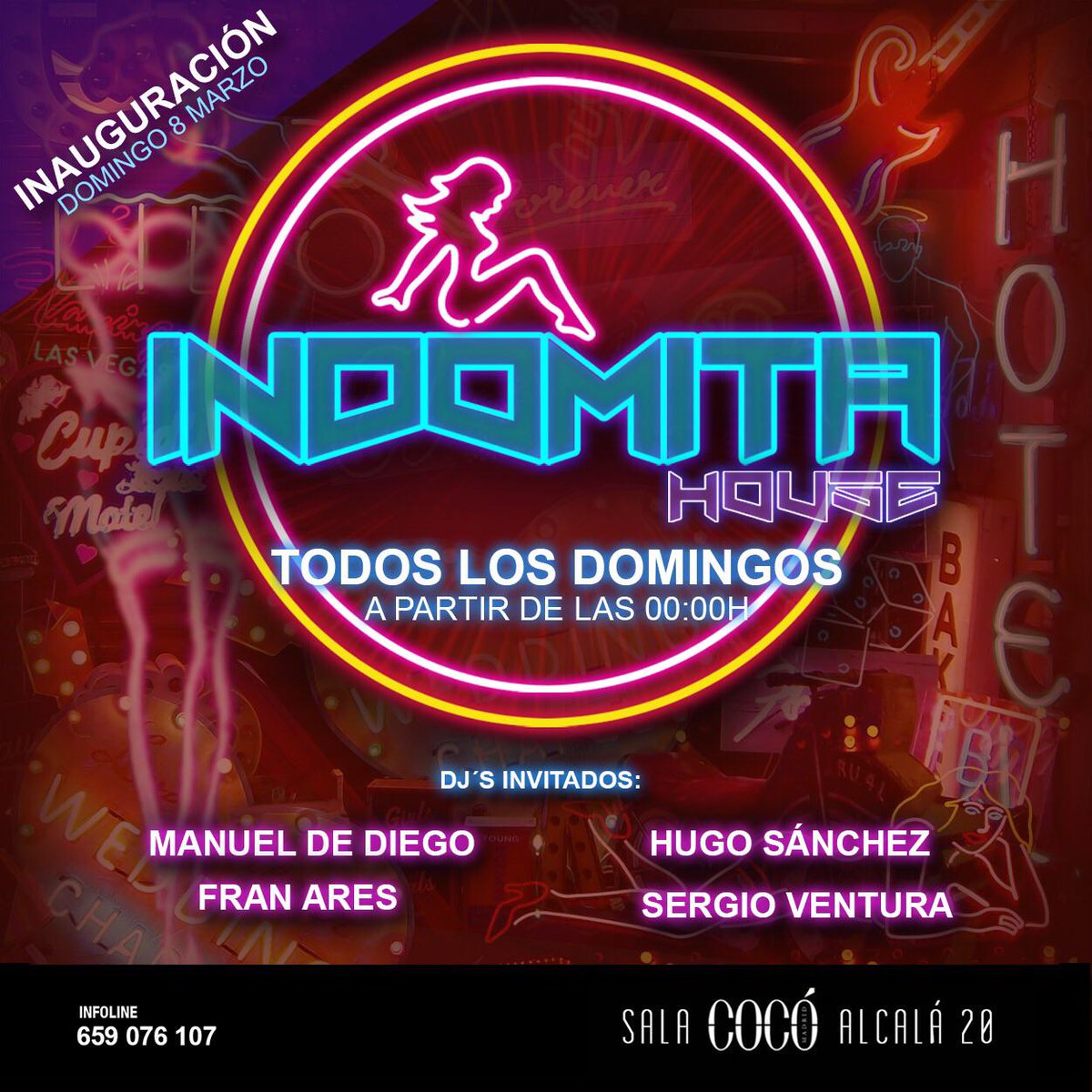 indomitahouse's tweet photo. Se acerca el #domingo y la inauguración de INDOMITA HOUSE, ¡qué ganas! #Madrid #housemusic #nightlife http://t.co/vOtqef9O7Z