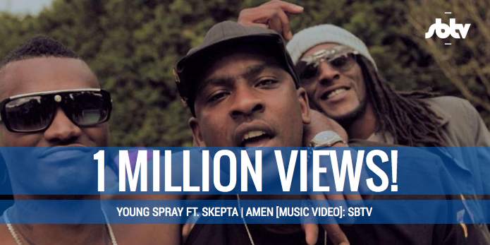 SBTVonline's tweet photo. Big thanks to everyone for watching @Young_Spray &amp; @Skepta's 'Amen' 👏 >> http://t.co/BfrU7U9akZ #SBTV1Million http://t.co/EQHMNFNtxL