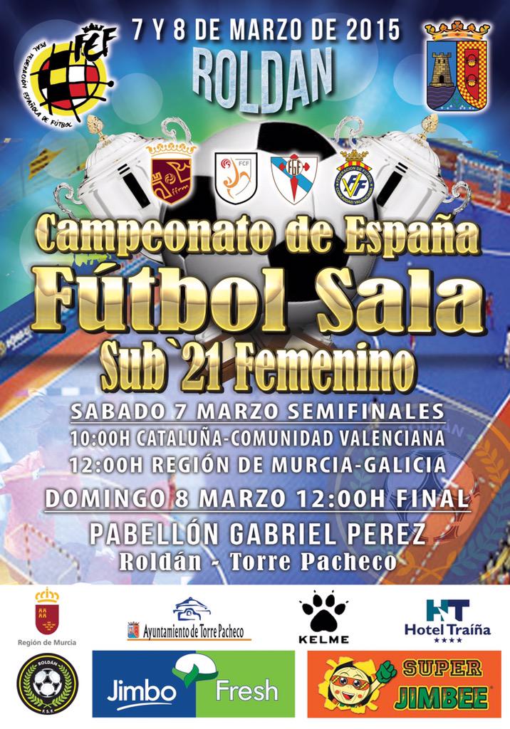 TPacheco_Ayto's tweet photo. Fase final del Campeonato España de fútbol sala femenino sub-21 selecciones autonómicas este fin de semana en Roldán http://t.co/WK26O3U3hX