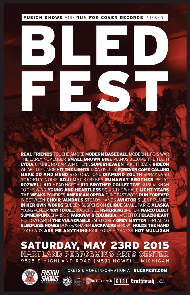 WayToFallMusic's tweet image. ICYMI: We're playing @bledfest this year! Check out the lineup so far!