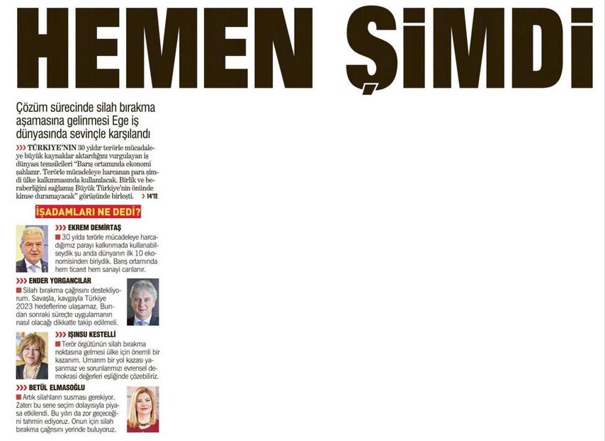 İzmir için tek yürek oldular.. Başkan Sn. Aziz Kocaoğlu'da oluşuma tam destek verdi. (Yeni Asır Gazetesine tşkler)