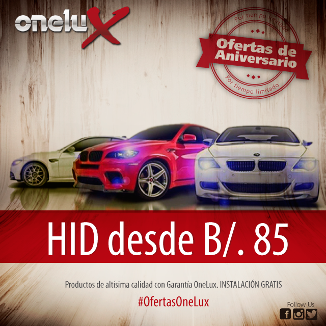 OneLuxPA's tweet photo. Aprovecha nuestras promociones de #Aniversario en #LucesHID y además recibe la Instalación totalmente gratis! http://t.co/WfBzp0iGWT
