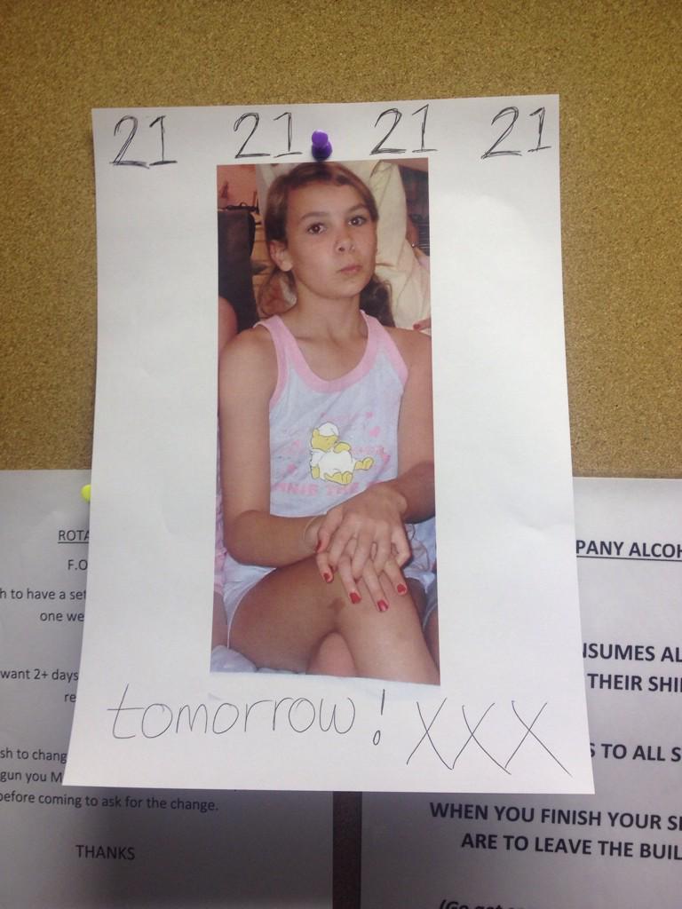 KerryyTx's tweet photo. @itslauraday_ you little shit for putting this up in the staff room!!!! Been laughed at all day 😂👍 http://t.co/cE5ehXhnTm