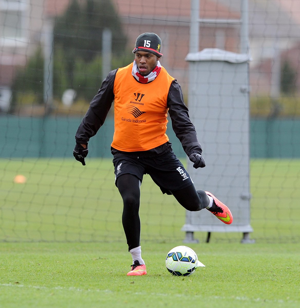 LFC's tweet image. PHOTO: @D_Sturridge trains at Melwood as #LFC prepare to take on @BurnleyOfficial on Wednesday at Anfield.