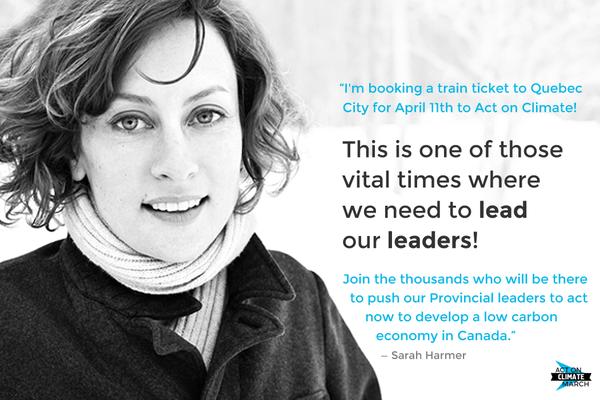 #Artists unite! April 11 <a href="/sarah_harmer/">Sarah Harmer</a> will be in #Quebec City to #ActOnClimate! Join her: act-on-climate.ca