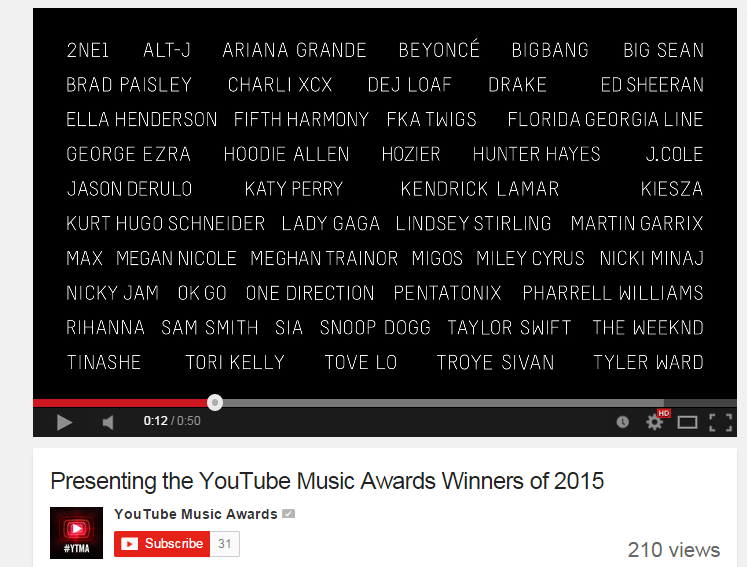 BaddestFemaleCL's tweet photo. Presenting the YouTube Music Awards Winners of 2015 - #2NE1 &amp; #GDYB makes the list https://t.co/LbGG70PBuN http://t.co/6HLdkDYzqQ