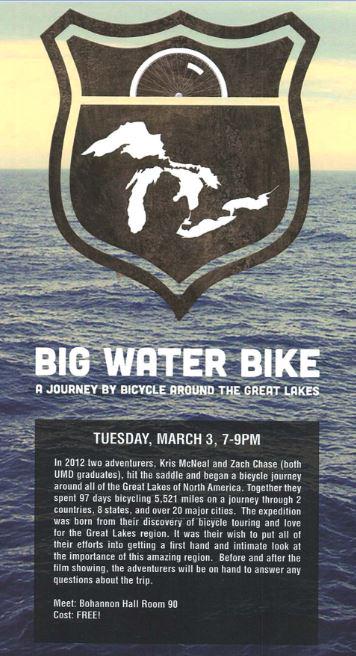umd_rsop's tweet photo. Tomorrow is another adventure film! Come hear about how two UMD graduates biked around all the Great Lakes. http://t.co/M3UZeAobUb
