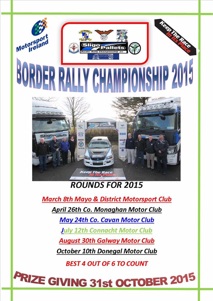 MayoMotorClub's tweet photo. โPoster for #SligoPallets @Border_Rally Championship 2015, counting rounds & prizegiving date for the diary! http://t.co/lPCGAbmN8kโ