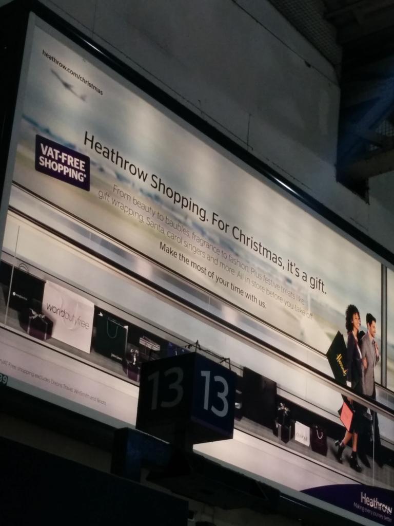 OperaCreep's tweet photo. Oh my... @HeathrowAirport you're #keepingxmasgoing in March http://t.co/4fCbpt4lgN