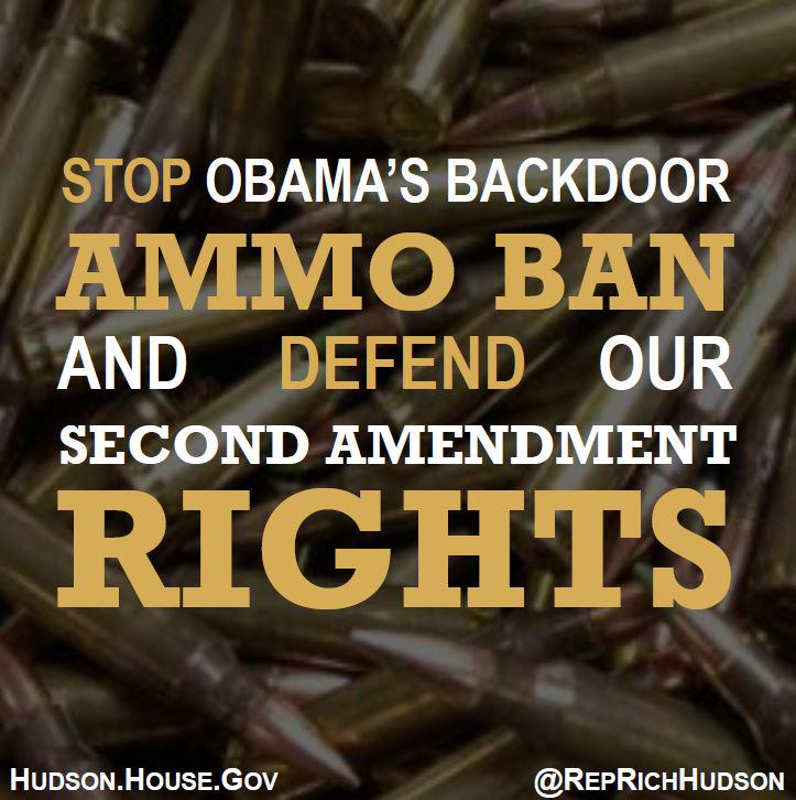 RepRichHudson's tweet image. Join me to stop Obama's crusade to restrict our #2A rights! Tell @ATFHQ we oppose its misguided #ammoban #tcot #pjnet