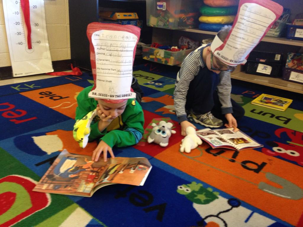 MrsSherlockj's tweet photo. My first graders were busy little readers today!  Happy Birthday Dr. Seuss! @Hwood_Pride http://t.co/UUH1cqy4L1