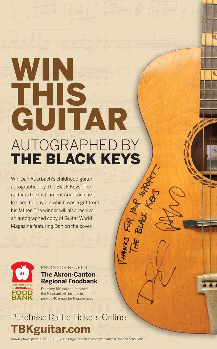 theblackkeys's tweet image. RAFFLE: Win Dan’s childhood guitar signed by The Black Keys! All proceeds benefit @ACRFoodbank tbkguitar.com