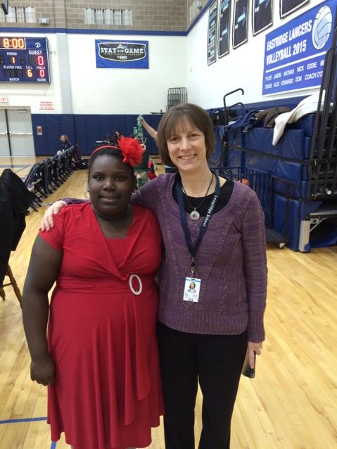 5th grader Brianna Terry from Longridge and her music teacher Mrs Huffer. Brianna sang the National Anthem! Way to go
