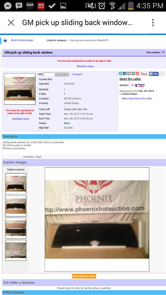 AuctionHot's tweet image. How about a GM truck rear sliding window for auction starting at only $5 no reserve visit our website is 4 real 😉😉😎