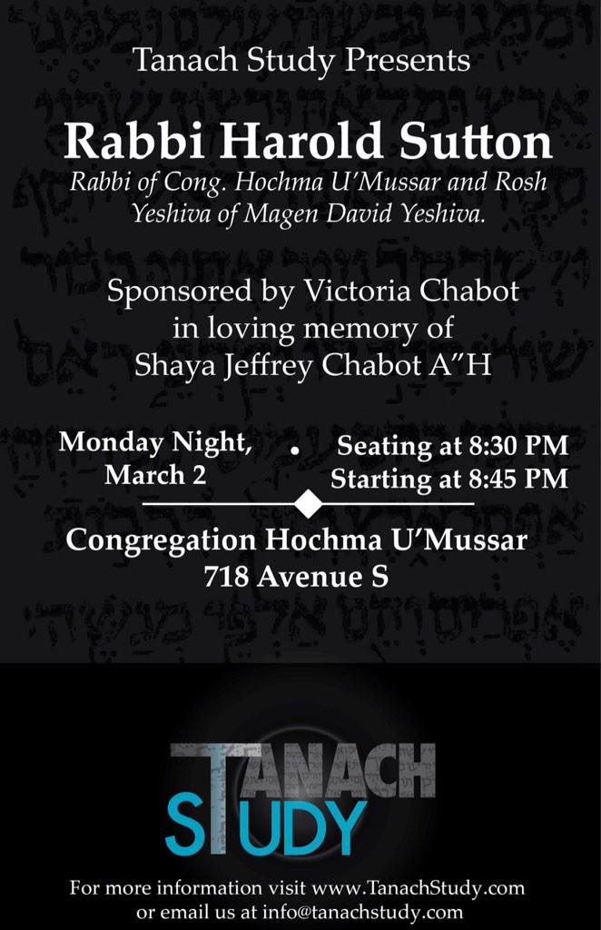 TanachStudy's tweet photo. Here's a pretty flyer to make it more official. http://t.co/vr1V14vwcz