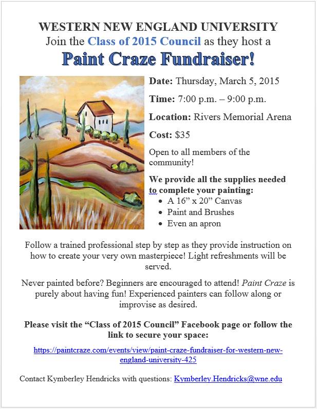 WNE2015Council's tweet photo. Don't miss out! Support the Class of 2015 on Thursday night by getting your ticket to our Paint Night! http://t.co/DCUNCieI5S