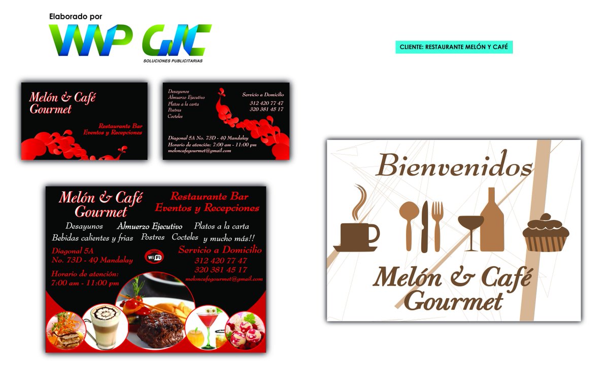 Wapgic's tweet photo. Individuales, tarjetas de presentación y flyer, elaborado para Restaurante Melón y Café. http://t.co/vq24H9jx4U