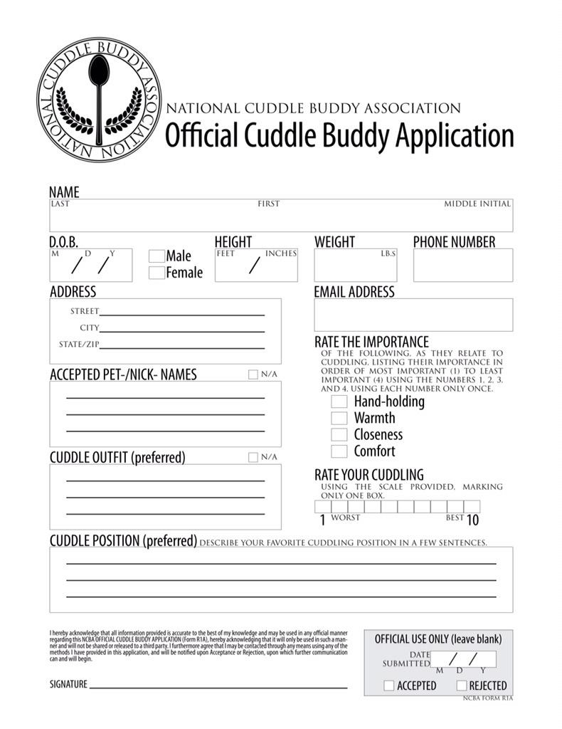 kristAnbremner's tweet photo. Wanted: cuddle buddy. Please fill out and return to me. #cuddlebuddyapplication http://t.co/0qmkuuuMu6