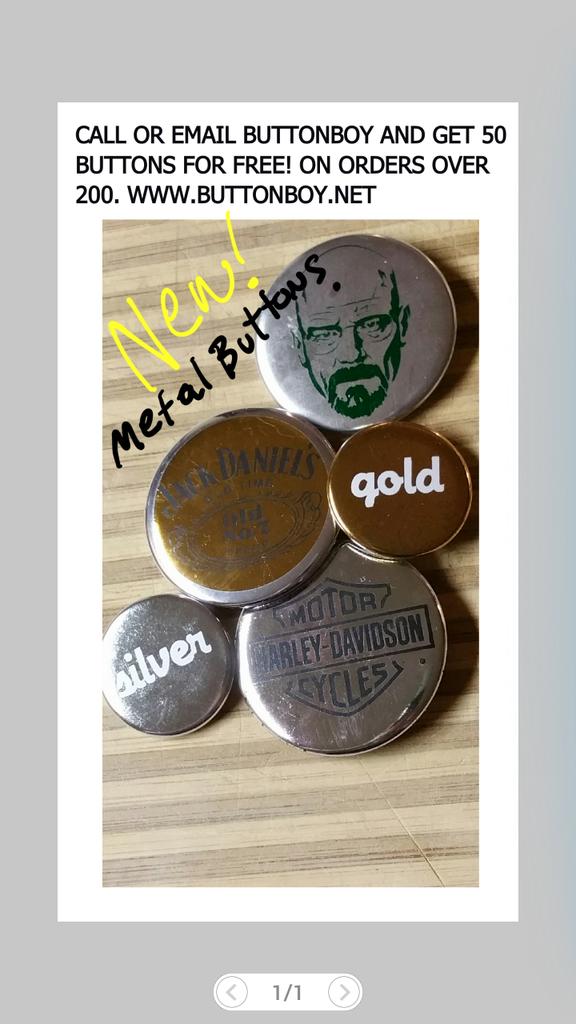 buttonboynet's tweet image. #buttondeal last chance to cash in on 50 free buttons, sale ends in 24 hours, don't 
Miss out, call or text 4 details