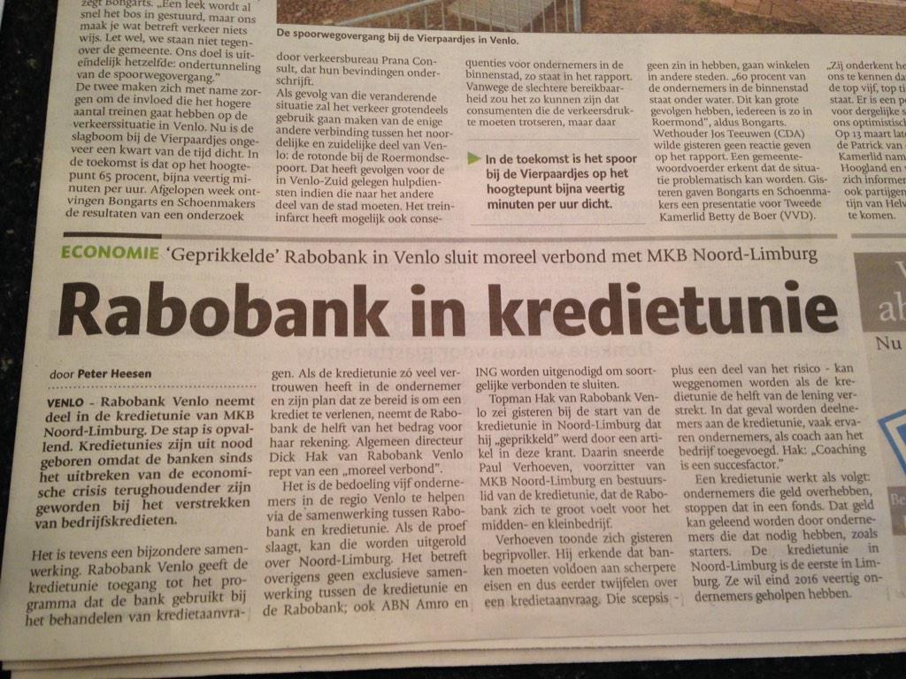 Is Kredietunie ook innovatie? Vraag het Dick Hak zelf, over twee weken tafelgast namens het innovatiefonds. #ocvenlo