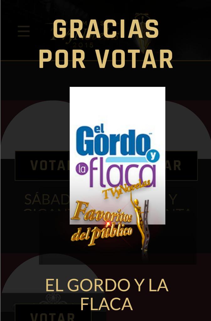 Mia_B12's tweet image. #YoYaVote @ElGordoyLaFlaca #MejorPrograma #PremiosTVyNovelas2015