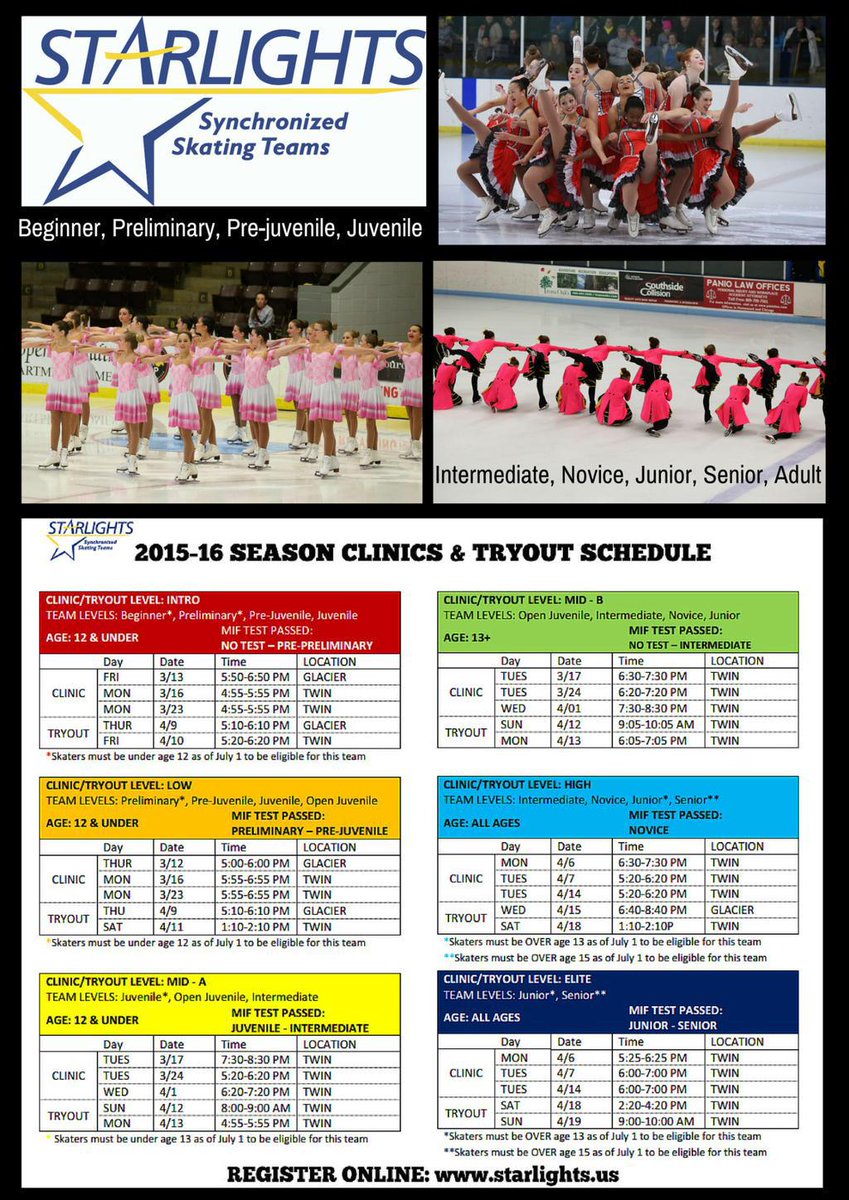 Come skate with us! Clinic and tryout dates: