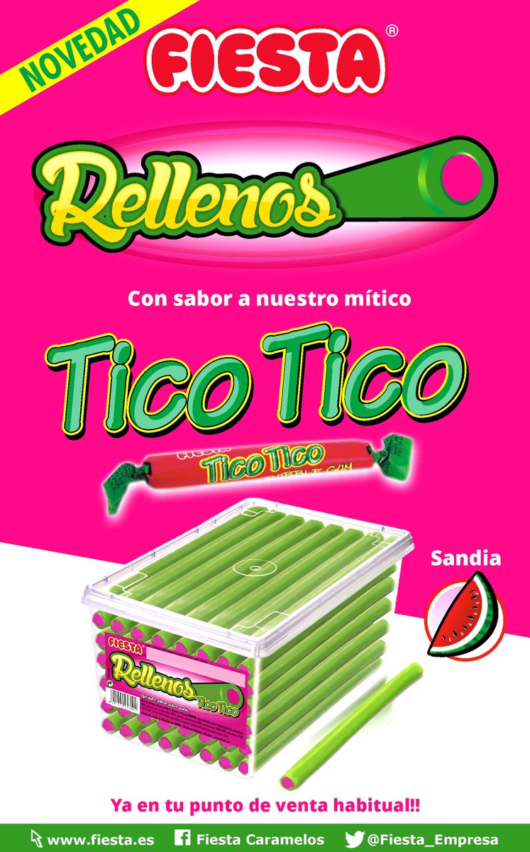 FIESTA_es's tweet photo. Nuevo producto Fiesta con sabor al mítico #TICOTICO de sandía. Sorteo de una caja entre los seguidores que hagan RT http://t.co/e9B0b4U2k0