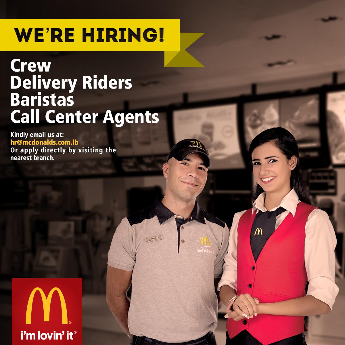 McDonald�s Lebanon on Twitter "We are hiring! 