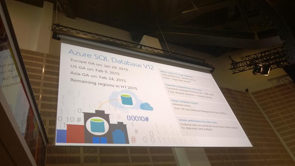 jenstirrup's tweet image. #SQLServer Database V12 in Azure. Release dates here. #SQLRally