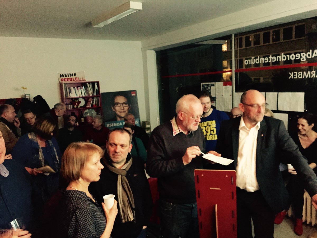 Wahlparty nach der Bürgerschaftwahl: Volles Haus und Senator Scheele zu Gast. Unsere Abgeordnete Bekeris wieder dabei