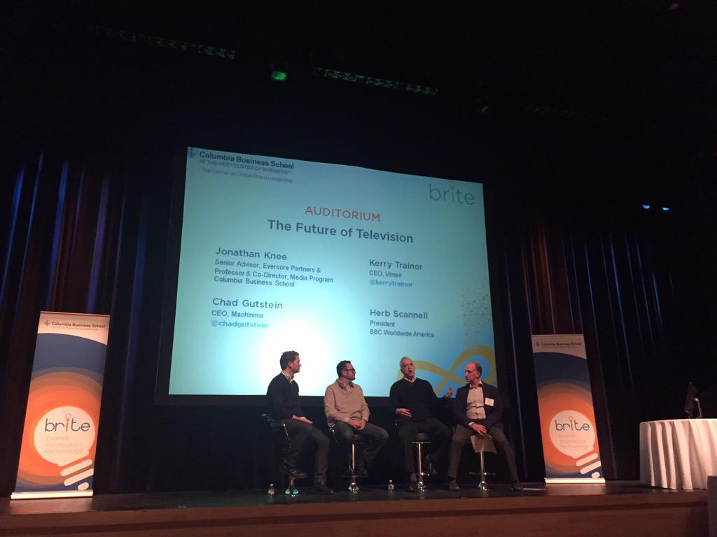Shari_Novick's tweet photo. #FutureOfTelevision with @kerrytrainor, @chadgutstein, #HerbScannell, #JonathanKnee discussed here @ #BRITEconf http://t.co/JIkubtSuuI
